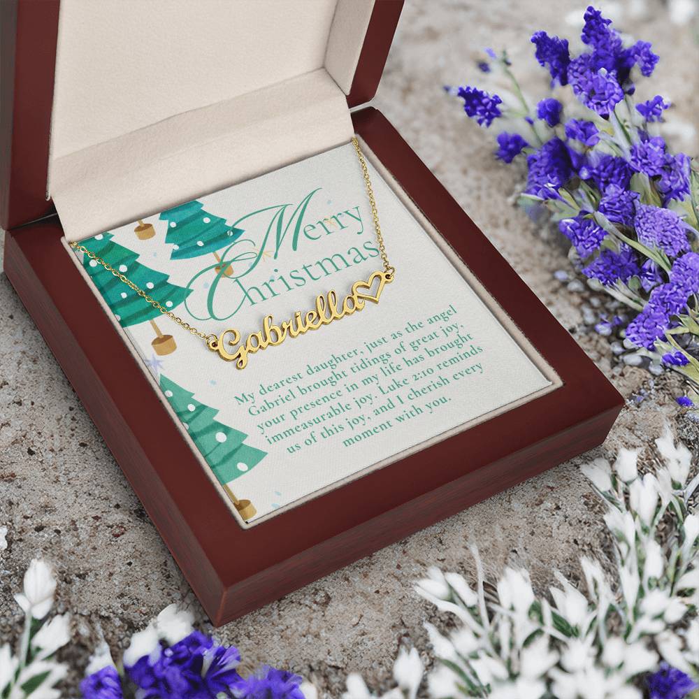 Personalised Name Necklace For Daughter ~Luke 2:10~ (Heart)