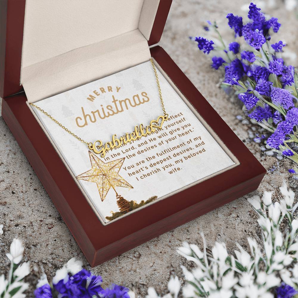 Personalised Name Necklace For Wife ~Matthew 2:10-11~ (Heart)