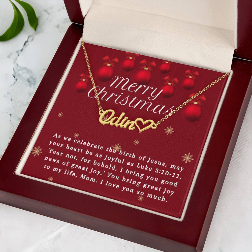 Personalised Name Necklace For Mom ~Luke 2:10-11~ (Heart)