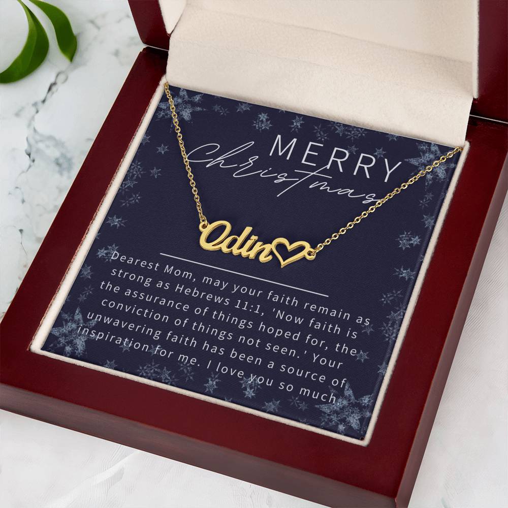 Personalised Name Necklace For Mom ~Hebrews 11:1~ (Heart)