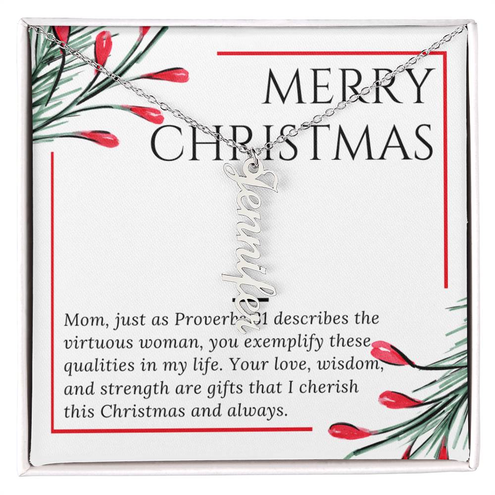 Personalised Name Necklace For Mom ~Proverbs 31~ (Vertical)