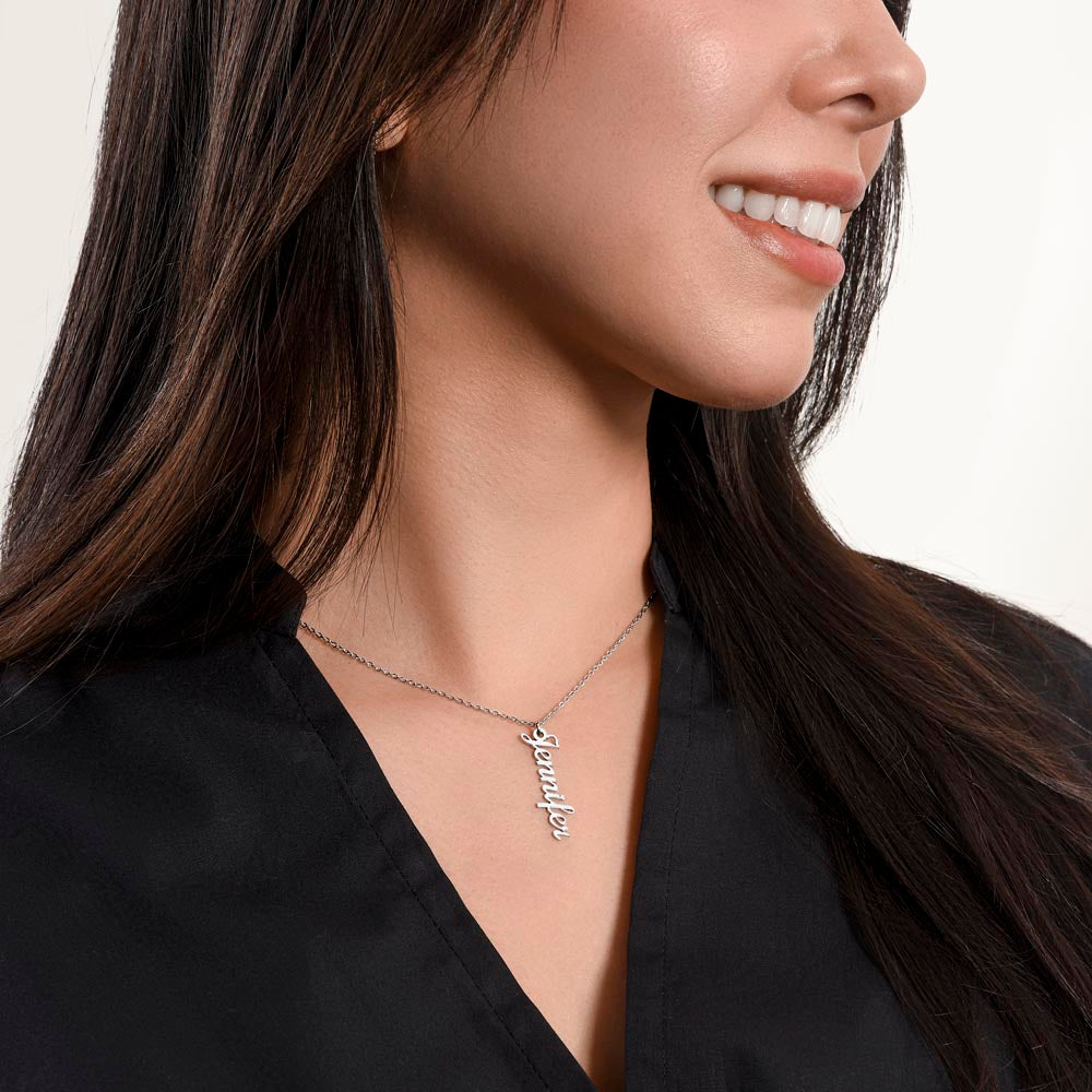 Personalized vertical name necklace for wife, Matthew 2:10-11 - view 11