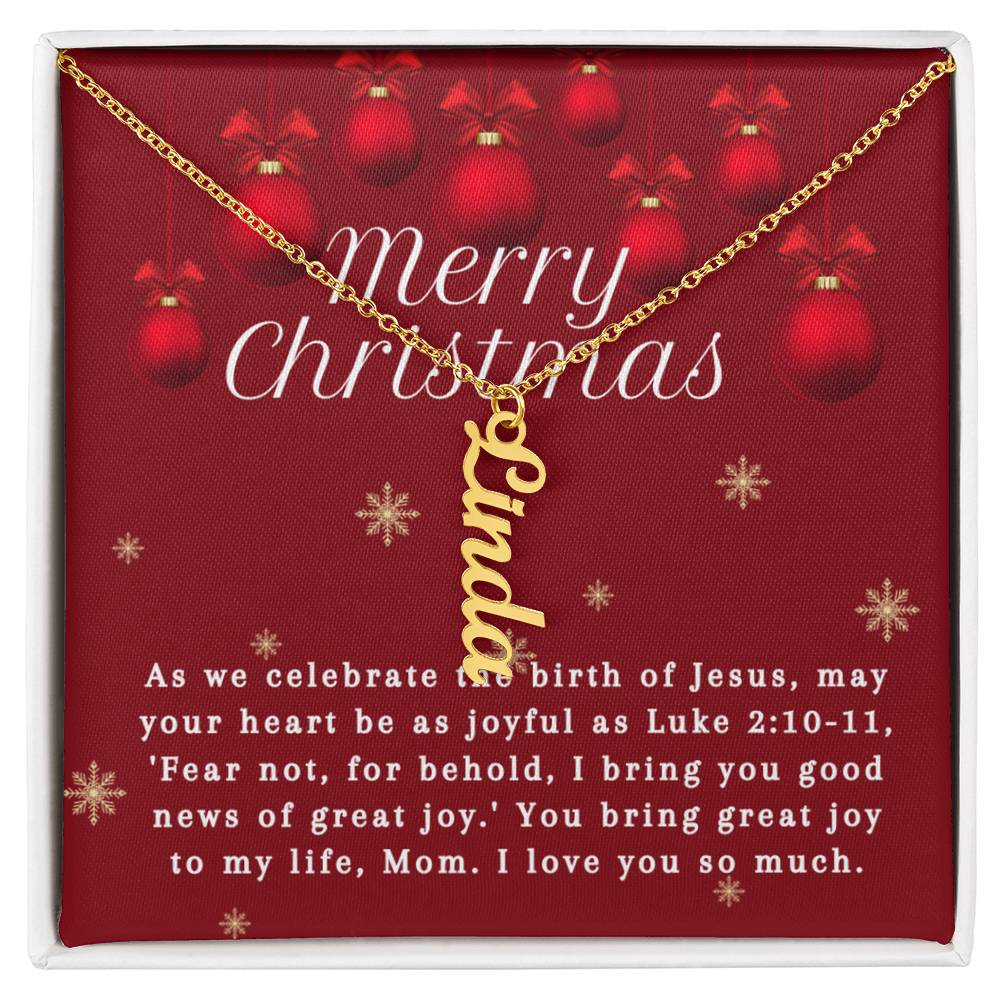 Personalised Name Necklace For Mom ~Luke 2:10-11~ (Vertical)