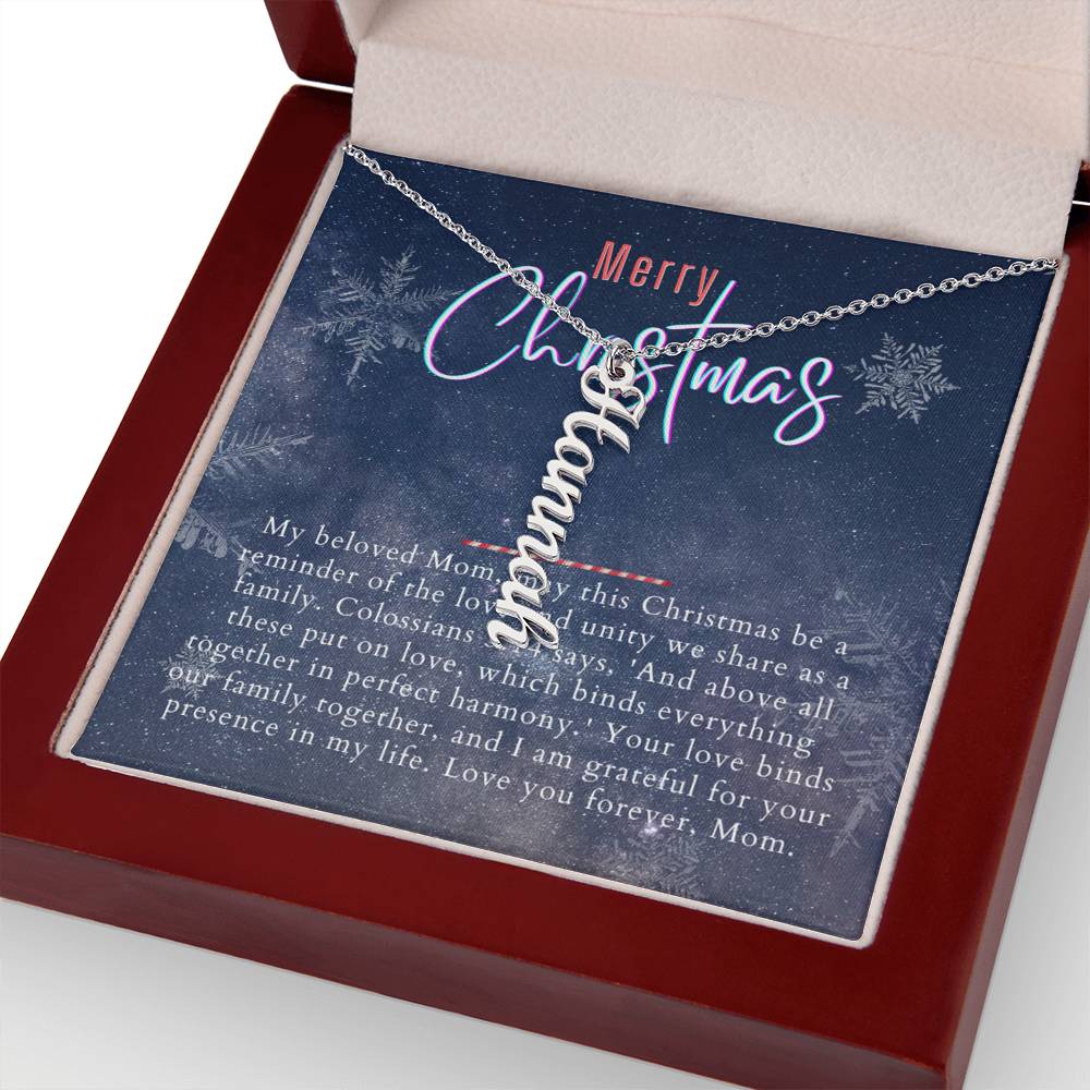 Personalised Name Necklace For Mom ~Colossians 3:14~ (Vertical)