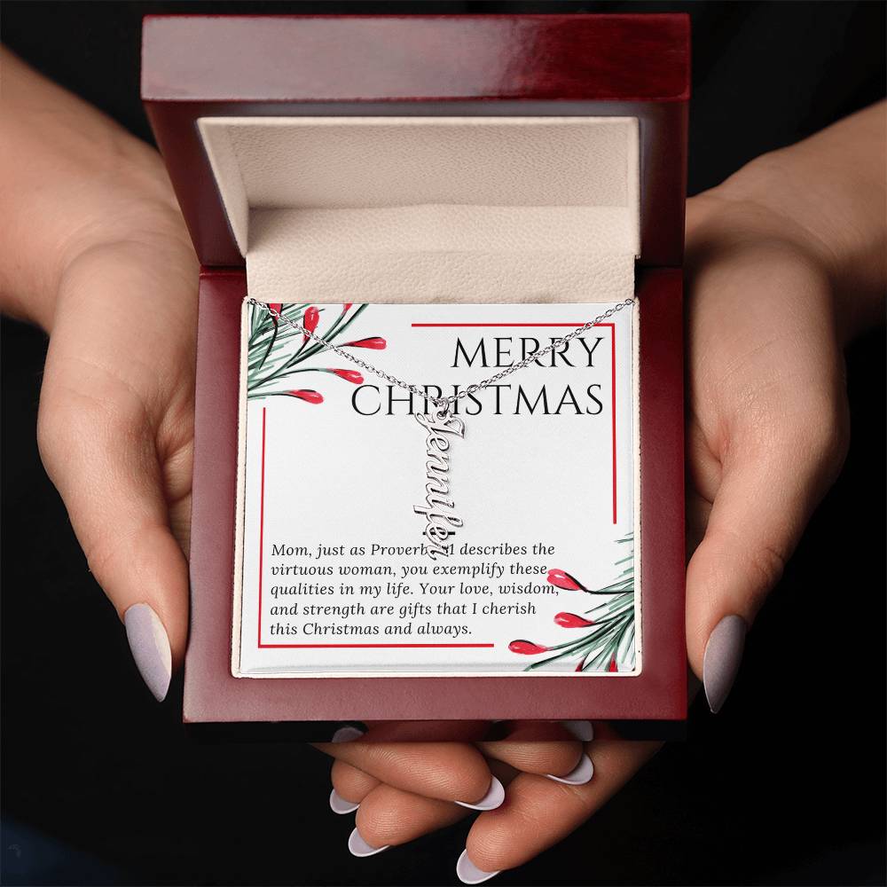 Personalised Name Necklace For Mom ~Proverbs 31~ (Vertical)