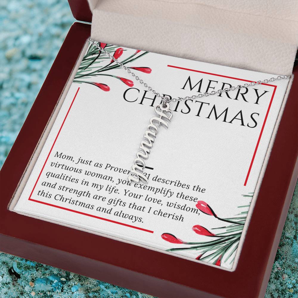 Personalised Name Necklace For Mom ~Proverbs 31~ (Vertical)