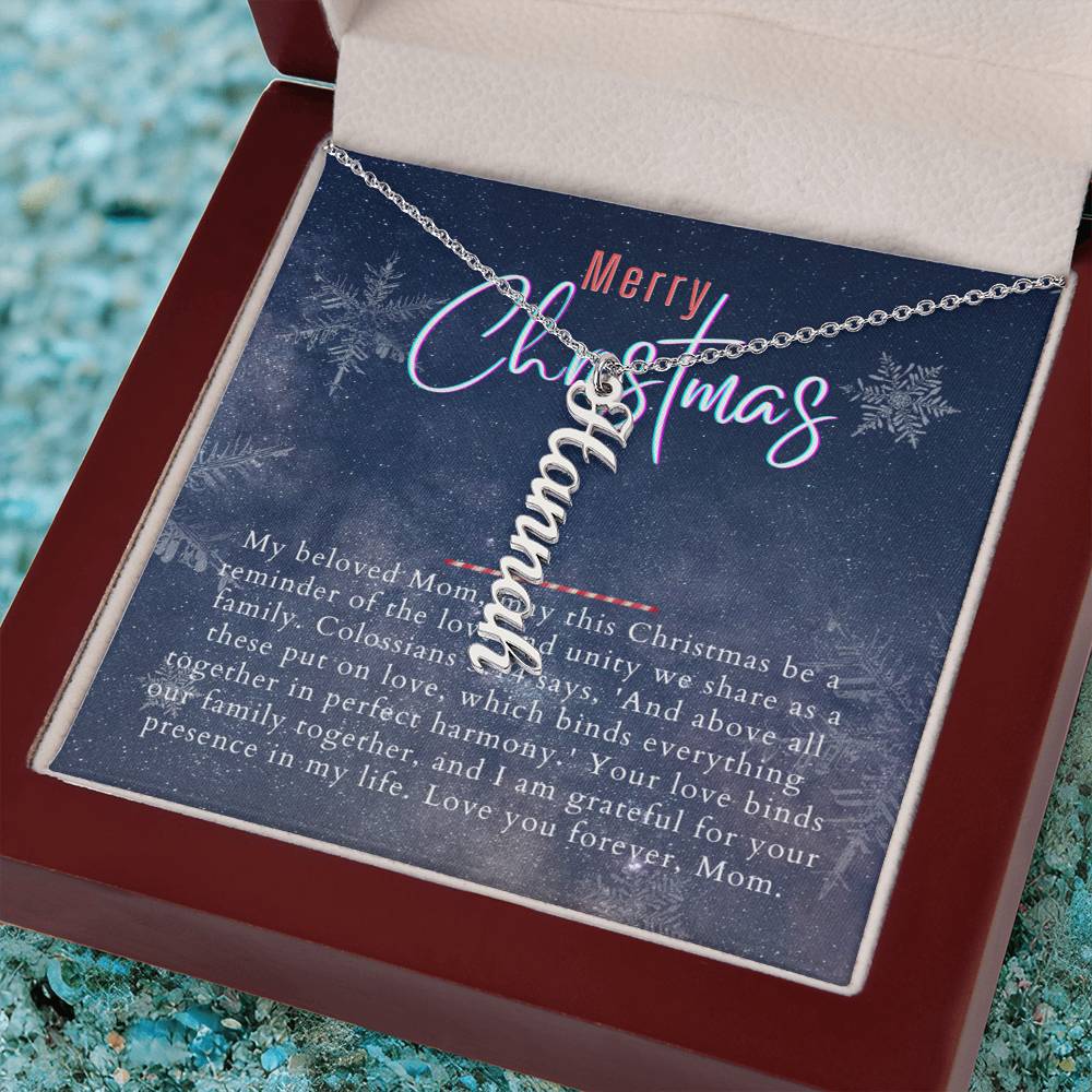 Personalised Name Necklace For Mom ~Colossians 3:14~ (Vertical)