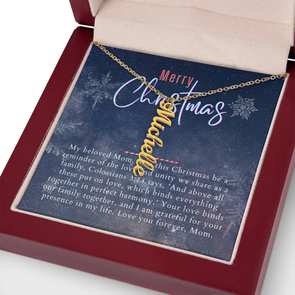 Personalised Name Necklace For Mom ~Colossians 3:14~ (Vertical)