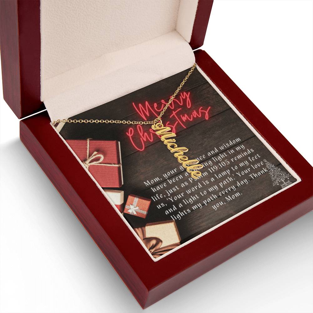Personalised Name Necklace For Mom ~Psalm 119:105~ (Vertical)
