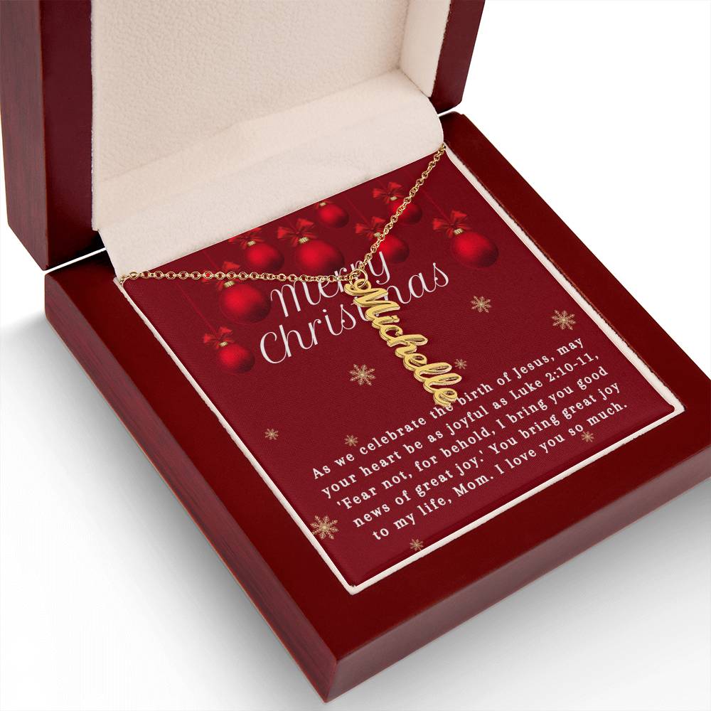 Personalised Name Necklace For Mom ~Luke 2:10-11~ (Vertical)