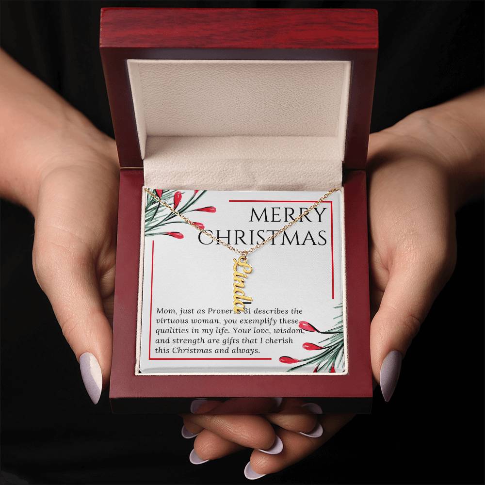 Personalised Name Necklace For Mom ~Proverbs 31~ (Vertical)