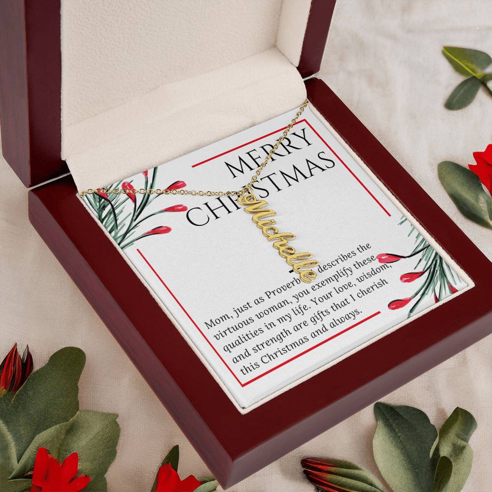 Personalised Name Necklace For Mom ~Proverbs 31~ (Vertical)