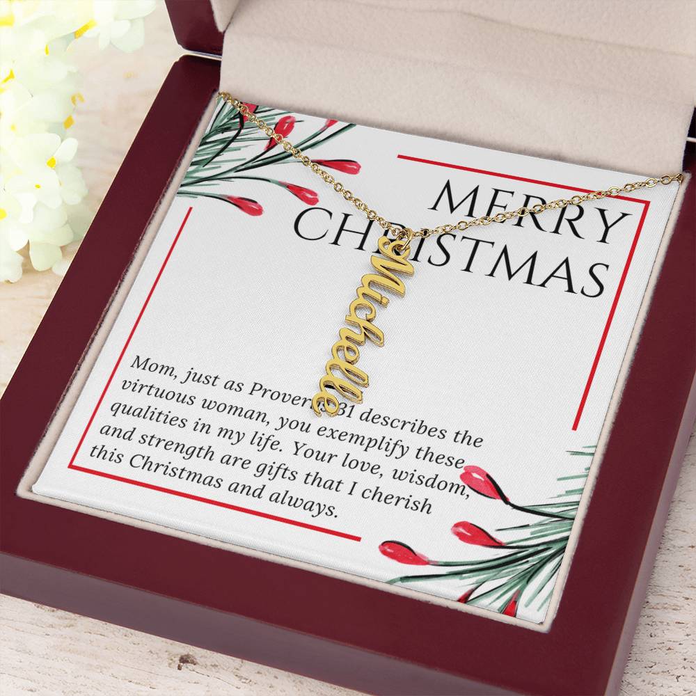 Personalised Name Necklace For Mom ~Proverbs 31~ (Vertical)