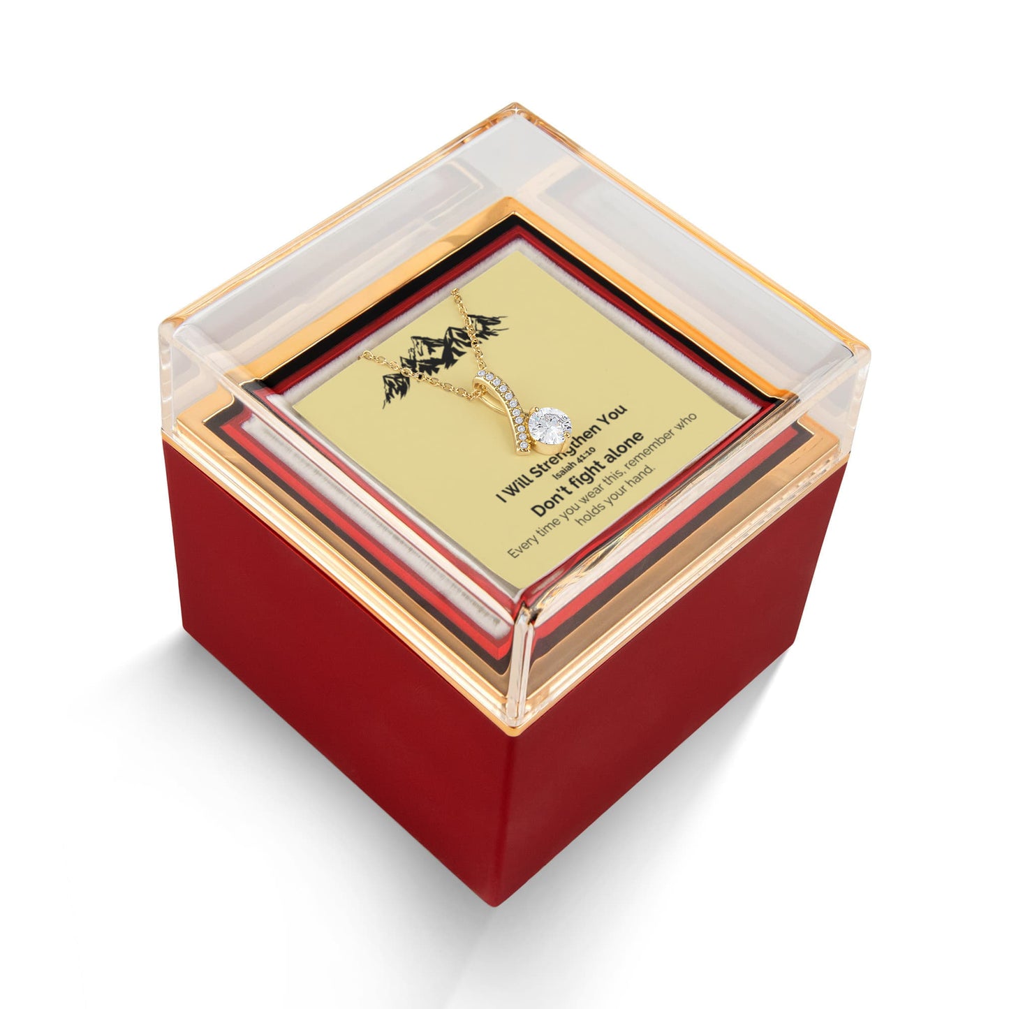 I Will Strengthen You (Isaiah 41:10) | Alluring Beauty Necklace in Rotating Rose Gift Box