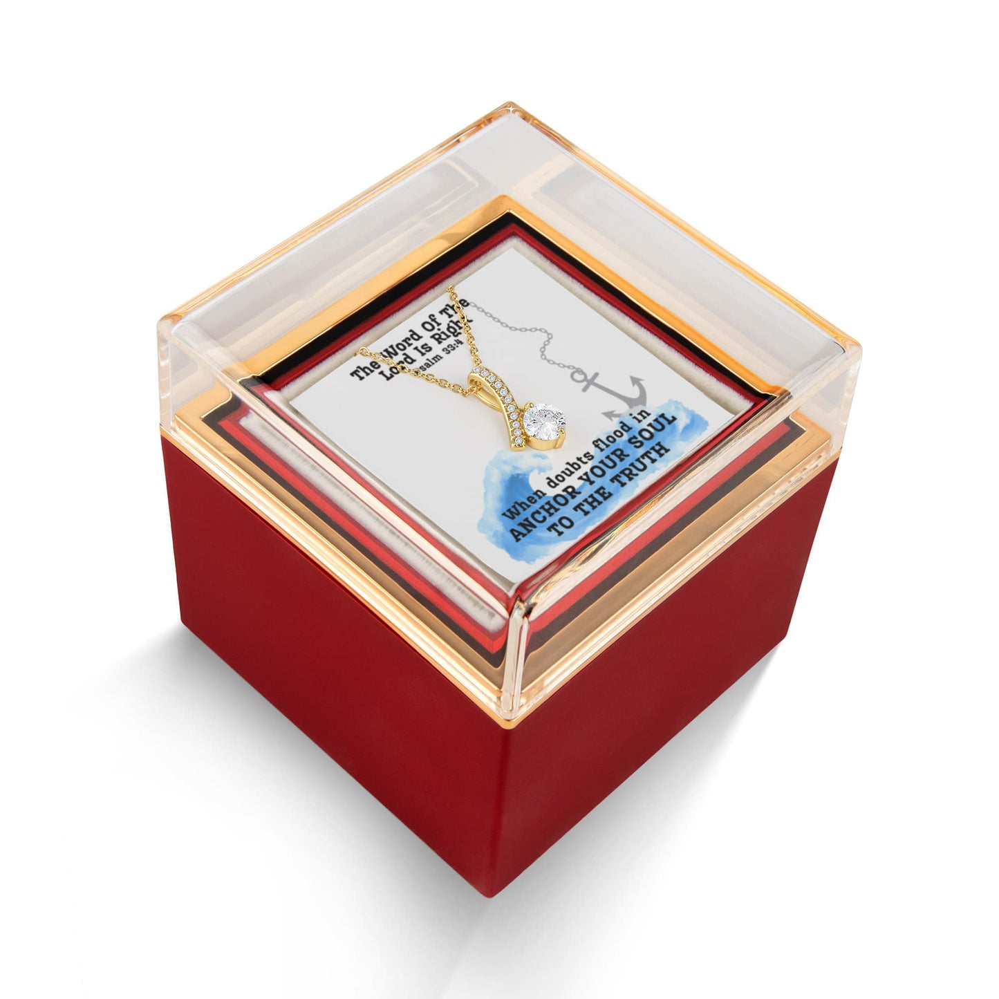 The Word Of The Lord Is Right (Psalm 33:4) | Alluring Beauty Necklace in Rotating Rose Gift Box