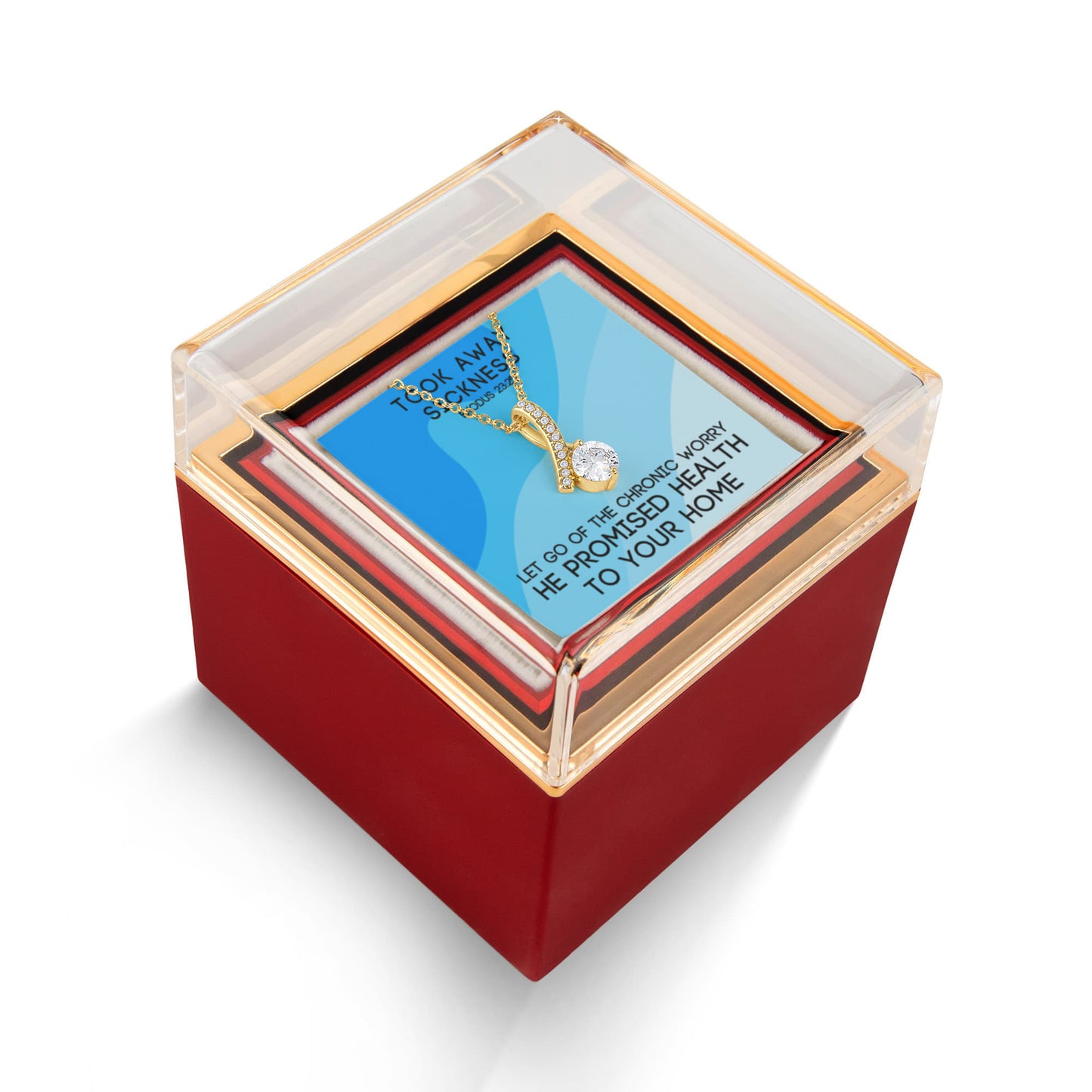Took Away Sickness (Exodus 23:25) | Alluring Beauty Necklace in Rotating Rose Gift Box