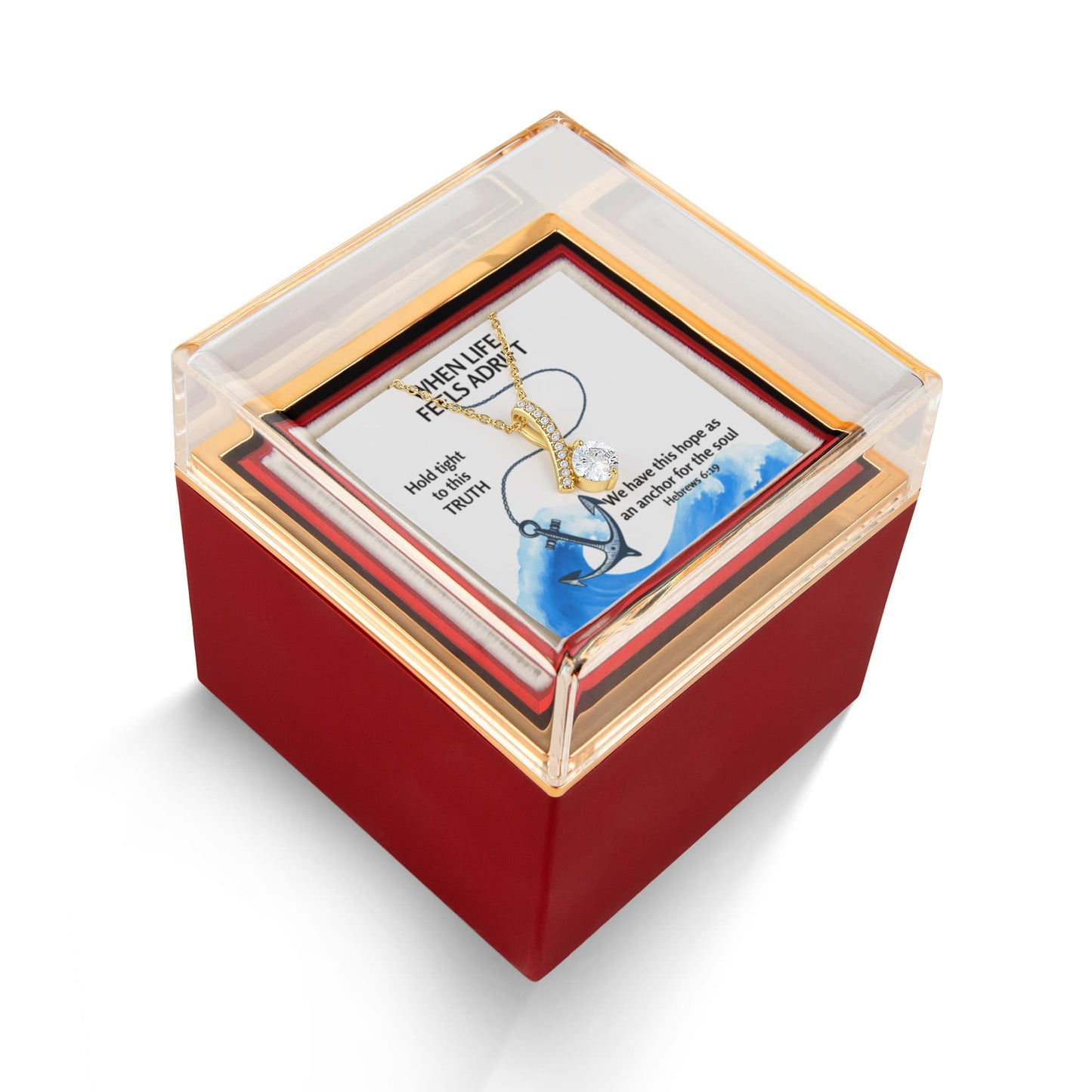 Hope Anchors The Soul (Hebrews 6:19) | Alluring Beauty Necklace in Rotating Rose Gift Box