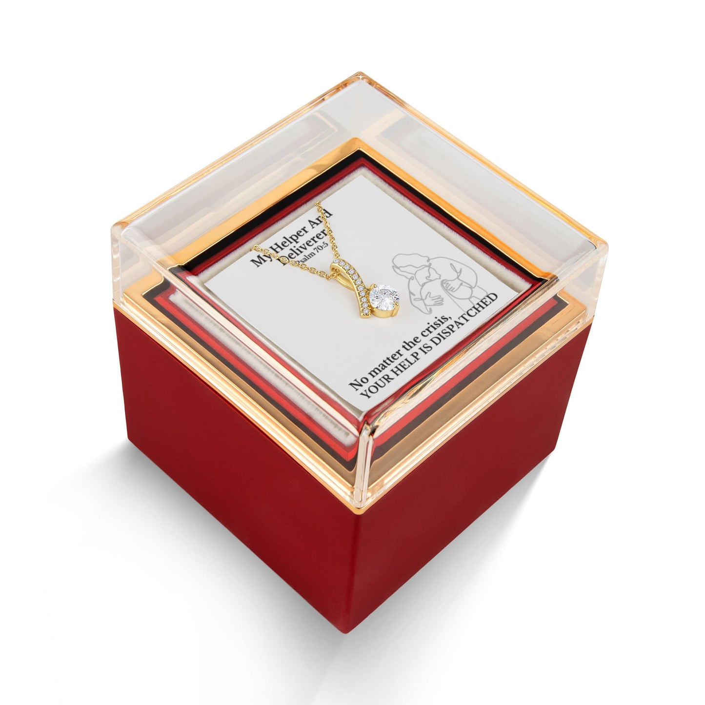 My Helper And Deliverer (Psalm 70:5) | Alluring Beauty Necklace in Rotating Rose Gift Box