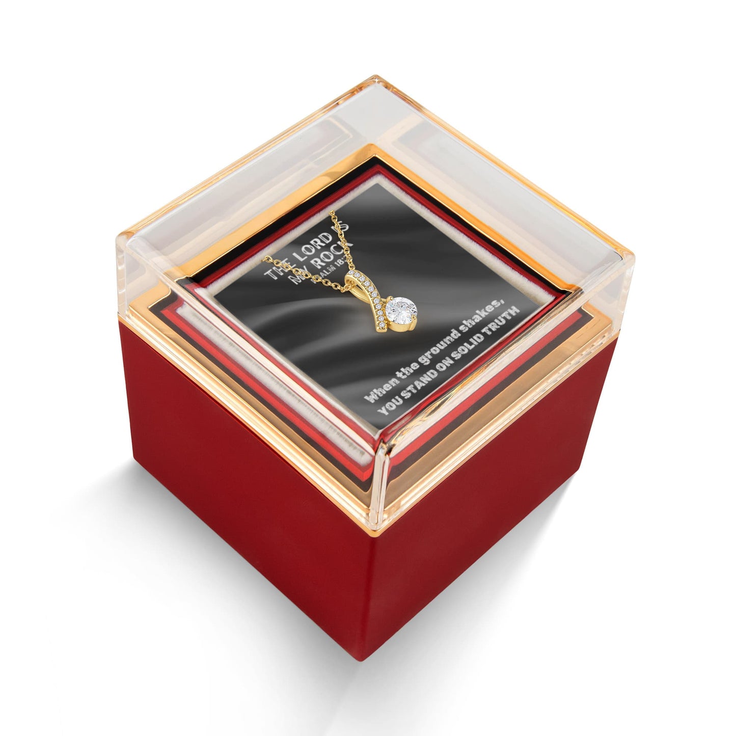The Lord Is My Rock (Psalm 18:2) | Alluring Beauty Necklace in Rotating Rose Gift Box