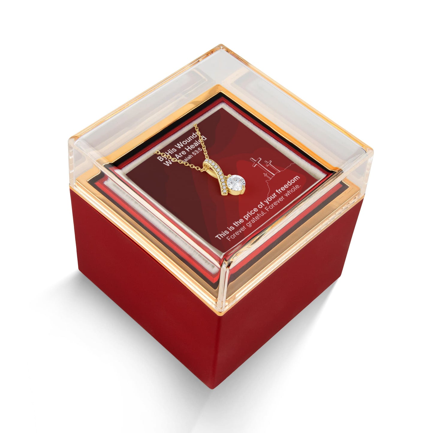 By His Wounds We Are Healed (Isaiah 53:5) | Alluring Beauty Necklace in Rotating Rose Gift Box