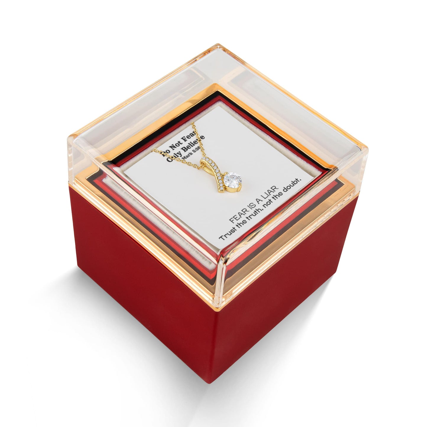 Do Not Fear Only Believe (Mark 5:36) | Alluring Beauty Necklace in Rotating Rose Gift Box