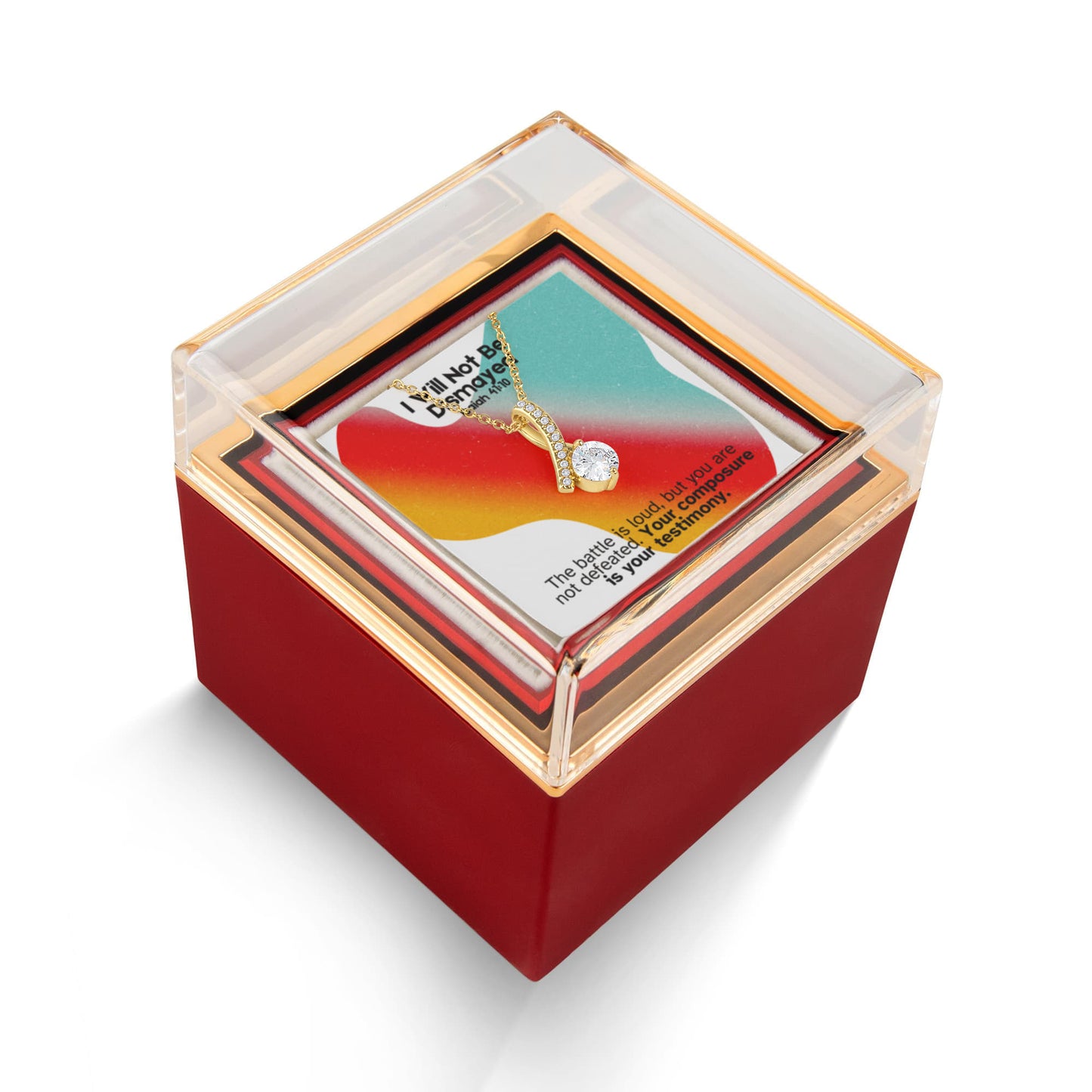 I Will Not Be Dismayed (Isaiah 41:10) | Alluring Beauty Necklace in Rotating Rose Gift Box