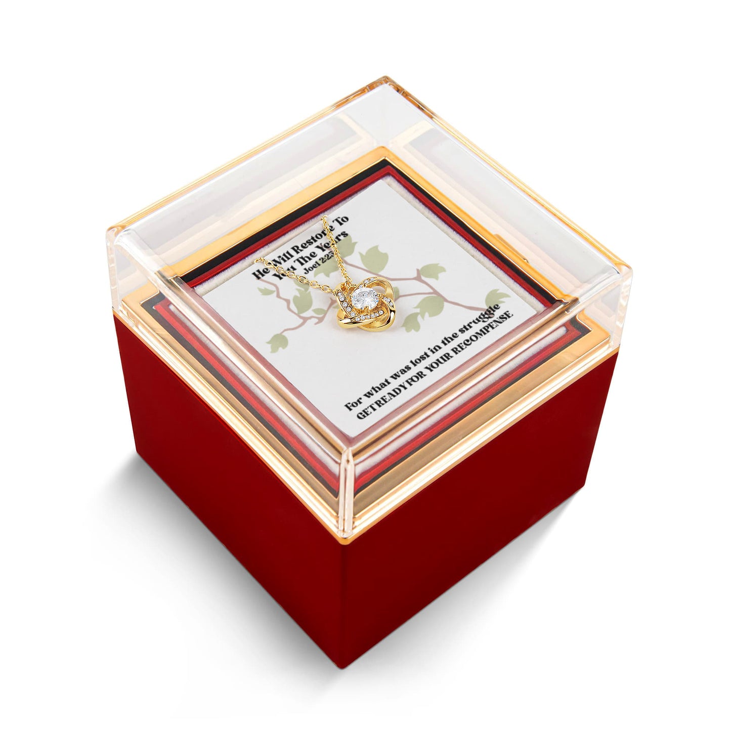 He Will Restore To You The Years (Joel 2:25) | Alluring Beauty Necklace in Rotating Rose Gift Box