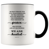 Typography Dishwasher Safe Accent Mugs - With His Stripes, We Are Healed ~Isaiah 53:5~