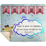 Hope Inspiring Kids Snuggly Blanket - God Is With Me Always ~Matthew 28:20~ (Design: Giraffe 2)