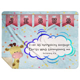 Hope Inspiring Kids Snuggly Blanket - Christ Strengthens Me ~Philippians 4:13~ (Design: Giraffe 2)