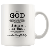 Typography Dishwasher Safe Accent Mugs - Believe In Him For Everlasting Life ~John 3:16~