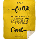 Typography Premium Sherpa Mink Blanket - Faith In The Power Of God ~1 Corinthians 2:5~
