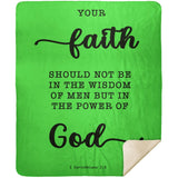 Typography Premium Sherpa Mink Blanket - Faith In The Power Of God ~1 Corinthians 2:5~