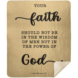 Typography Premium Sherpa Mink Blanket - Faith In The Power Of God ~1 Corinthians 2:5~