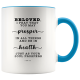Typography Dishwasher Safe Accent Mugs - Prosper In All Things & Be In Health ~3 John 1:2~