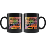 Bible Verses Dishwasher Safe Black Mugs - Psalm 91:4 Design 5