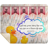Hope Inspiring Kids Snuggly Blanket - God Has Great Plans For Me ~Jeremiah 29:11~ (Design: Ducks)