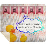 Hope Inspiring Kids Snuggly Blanket - God Is With Me Always ~Matthew 28:20~ (Design: Ducks)