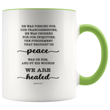 Typography Dishwasher Safe Accent Mugs - With His Stripes, We Are Healed ~Isaiah 53:5~