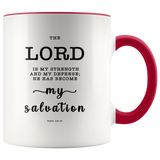 Typography Dishwasher Safe Accent Mugs - He Has Become My Salvation ~Psalm 118:14~