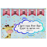 Hope Inspiring Nursery & Kids Bedroom Framed Canvas Wall Art - God Is With Me ~Isaiah 41:10~ (Design: Giraffe 2)