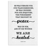 Minimalist Typography Framed Canvas - With His Stripes, We Are Healed ~Isaiah 53:5~