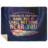 Bible Verses Premium Mink Sherpa Blanket - It Shall Not Come Near You ~Psalm 91:7~ Design 4