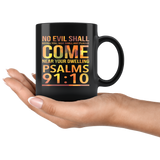 Bible Verses Dishwasher Safe Black Mugs - Psalm 91:10 Design 2