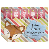 Hope Inspiring Kids Snuggly Blanket - I Am God's Masterpiece ~Ephesians 2:10~ (Design: Fox)