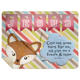 Hope Inspiring Kids Snuggly Blanket - God Has Great Plans For Me ~Jeremiah 29:11~ (Design: Fox)