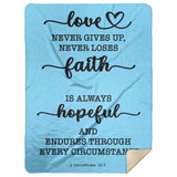 Typography Premium Sherpa Mink Blanket - Love Is Patient Love Is Kind ~1 Corinthians 13:4~