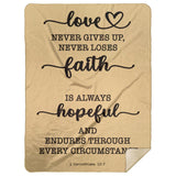 Typography Premium Sherpa Mink Blanket - Love Is Patient Love Is Kind ~1 Corinthians 13:4~