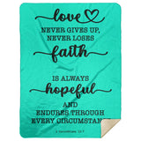 Typography Premium Sherpa Mink Blanket - Love Is Patient Love Is Kind ~1 Corinthians 13:4~
