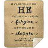 Typography Premium Sherpa Mink Blanket - He Is Faithful And Just To Forgive ~1 John 1:9~
